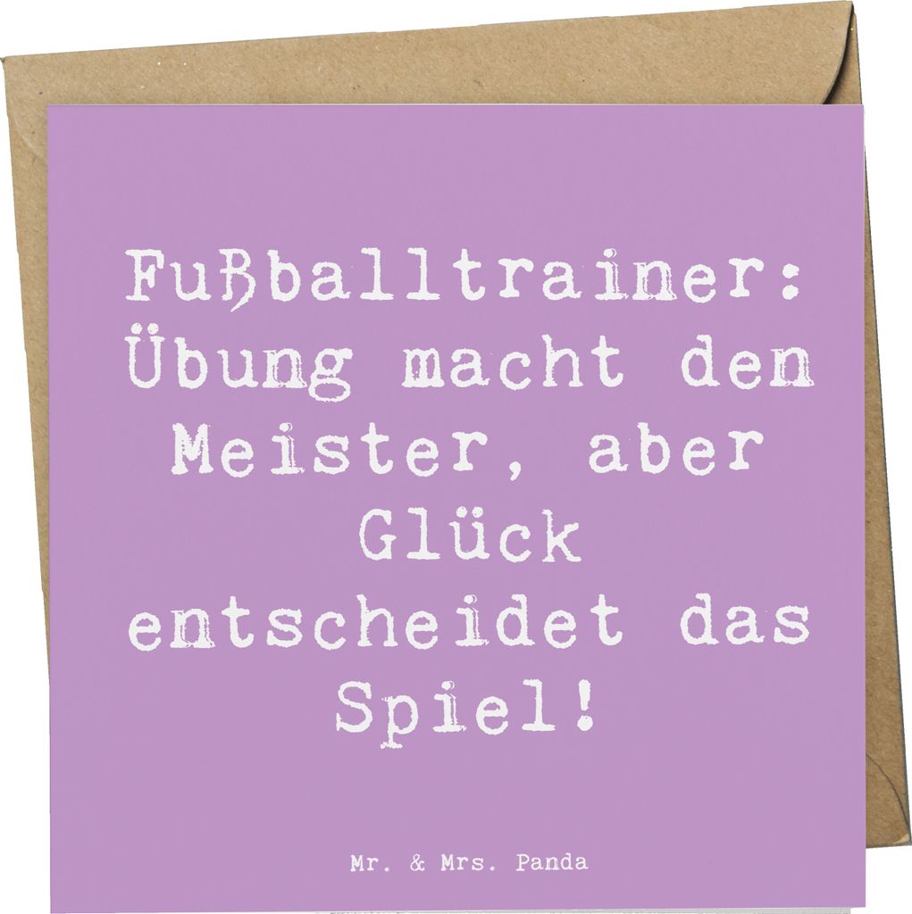 Mr. & Mrs. Panda Grußkarte Spruch Fußballtrainer Erfolgskick - Lavendeltraum - Geschenk, Berufe, Klappkarte, Beruf, Trainingsplanung, Spielfeld, ...