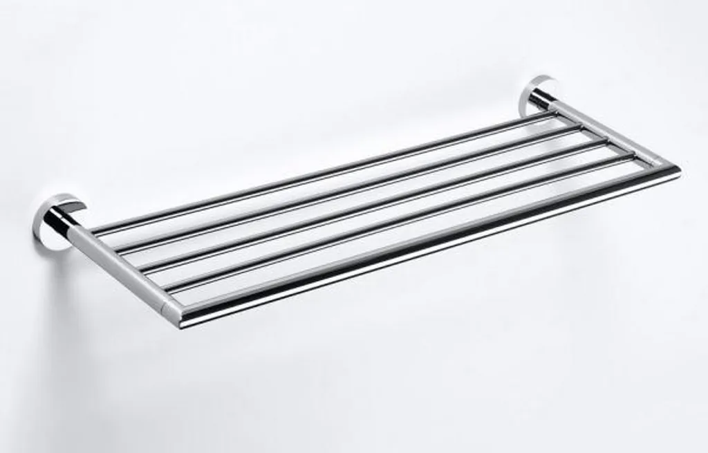 Étagère de bain OMEGA laiton chromé 65cm avec barre porte-serviette
