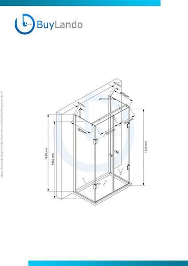 BuyLando Emma 100x120x100 cm H:195 cm U-Form Duschkabine Hochwertiges Glas