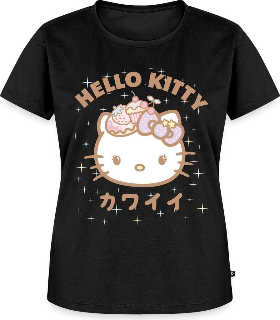 Spreadshirt Hello Kitty Kawaii Stil Frauen Premium T-Shirt, 5XL, Schwarz