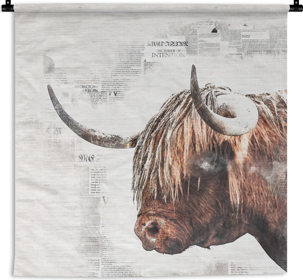 MuchoWow Wandteppich Wandbehang Schottischer Highlander - Zusammenfassung 150x150 cm Tapisserie Dekoration Wandtuch - Wohnaccessoires - Modernes