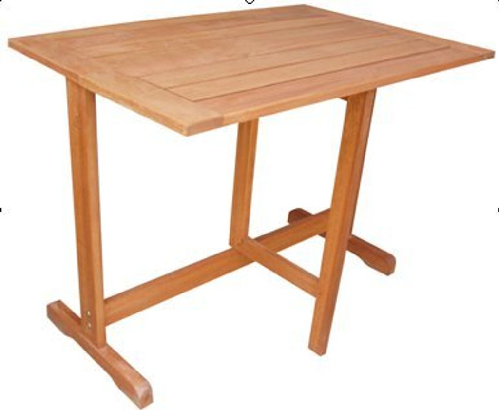 A wooden folding table on a white background.