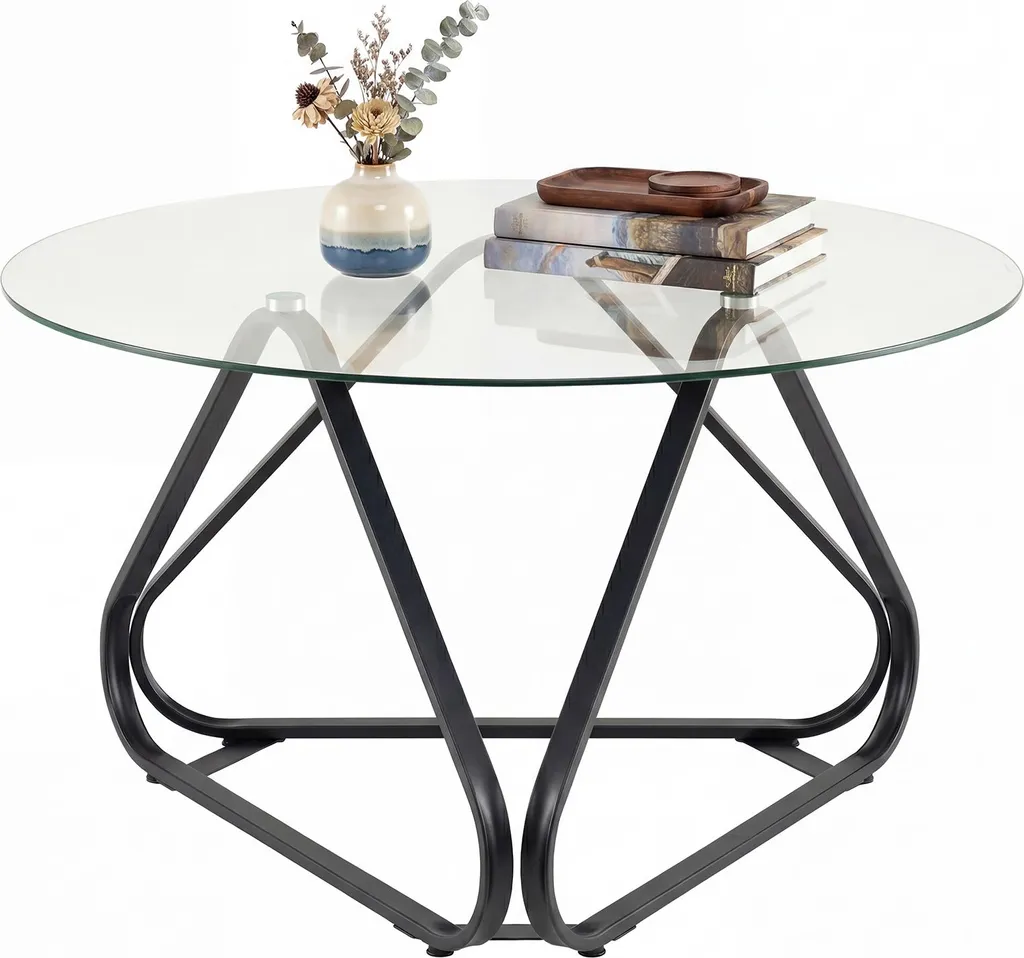 Tavolino da Caffè COSTWAY 80 cm Nero: Stile Moderno per il Salotto
