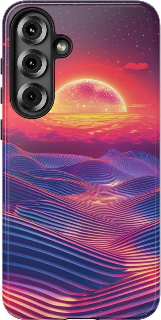 Abstraktes Wellenmotiv im Sonnenuntergang – Hülle Kompatibel mit Samsung Galaxy S25 Plus