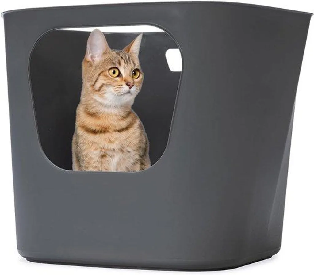Maison de toilette Eco grise pour chat - Bac à litière fermé 54x43x40 cm