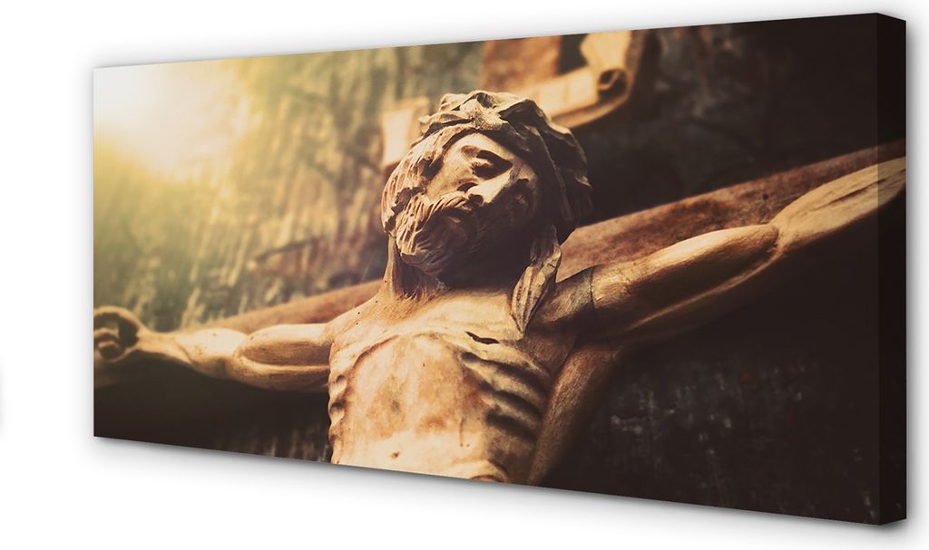 Leinwandbild 100x50 Wandkunst Jesus aus Holz