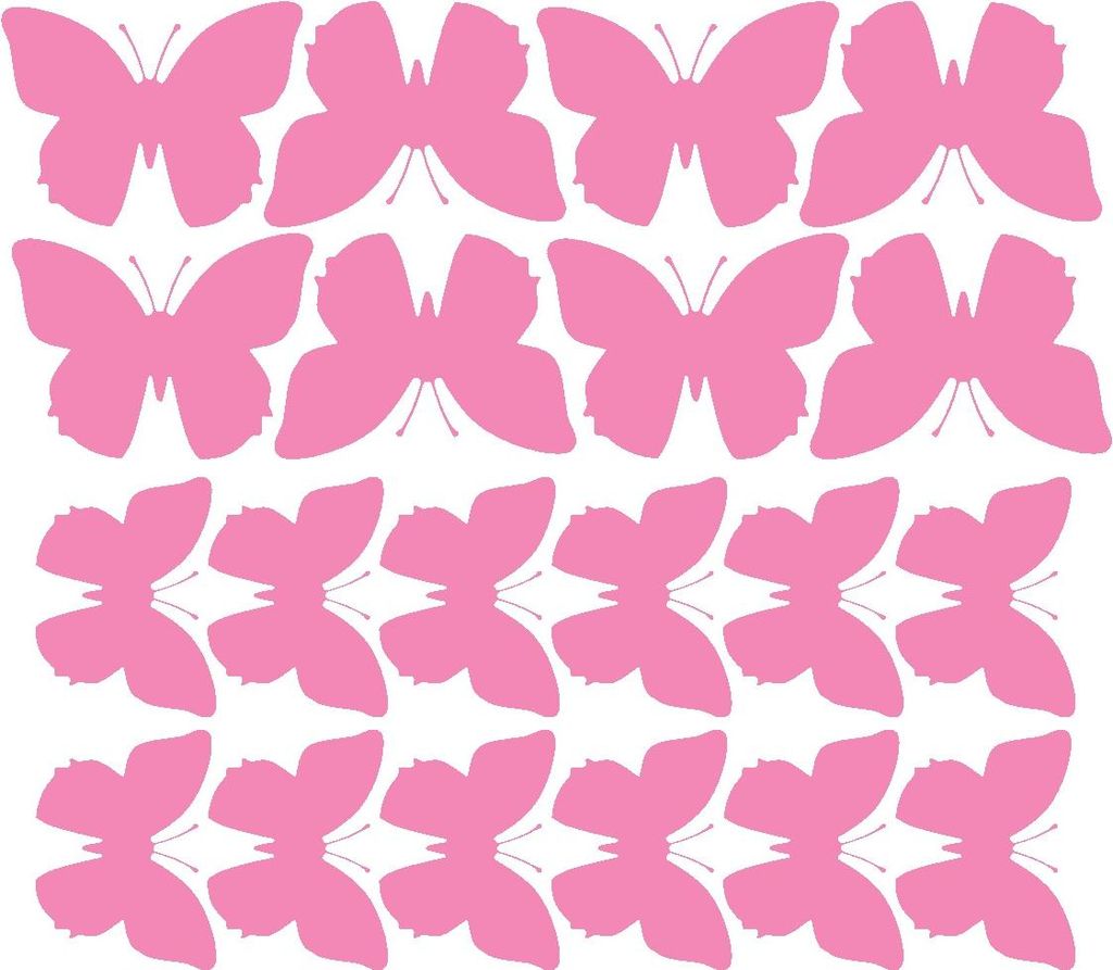 Schmetterlings-Wandaufkleber, große Aufkleber, 20 Stück, rosa mit Glanz