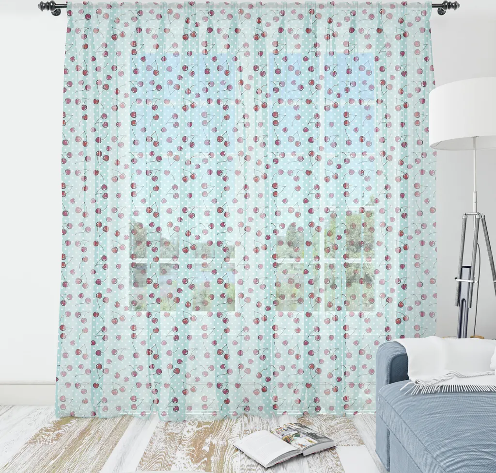 Tapisserie murale pour chambre Cerise et vendanges, satin 240 x 274