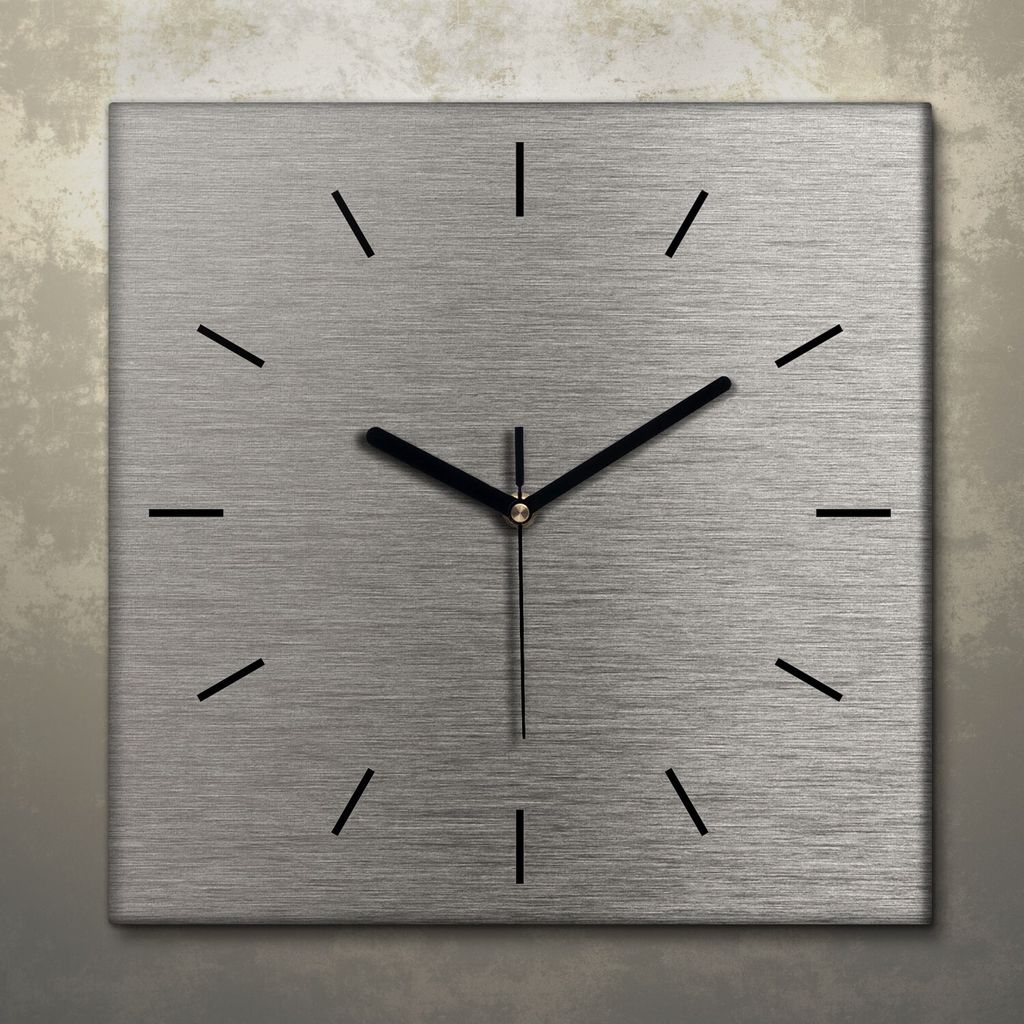 Wohnzimmer Leinwand Uhr Geräuschlos Küche 30x30 Metall, Stahl, Motive, Texture, schwarze Zeiger