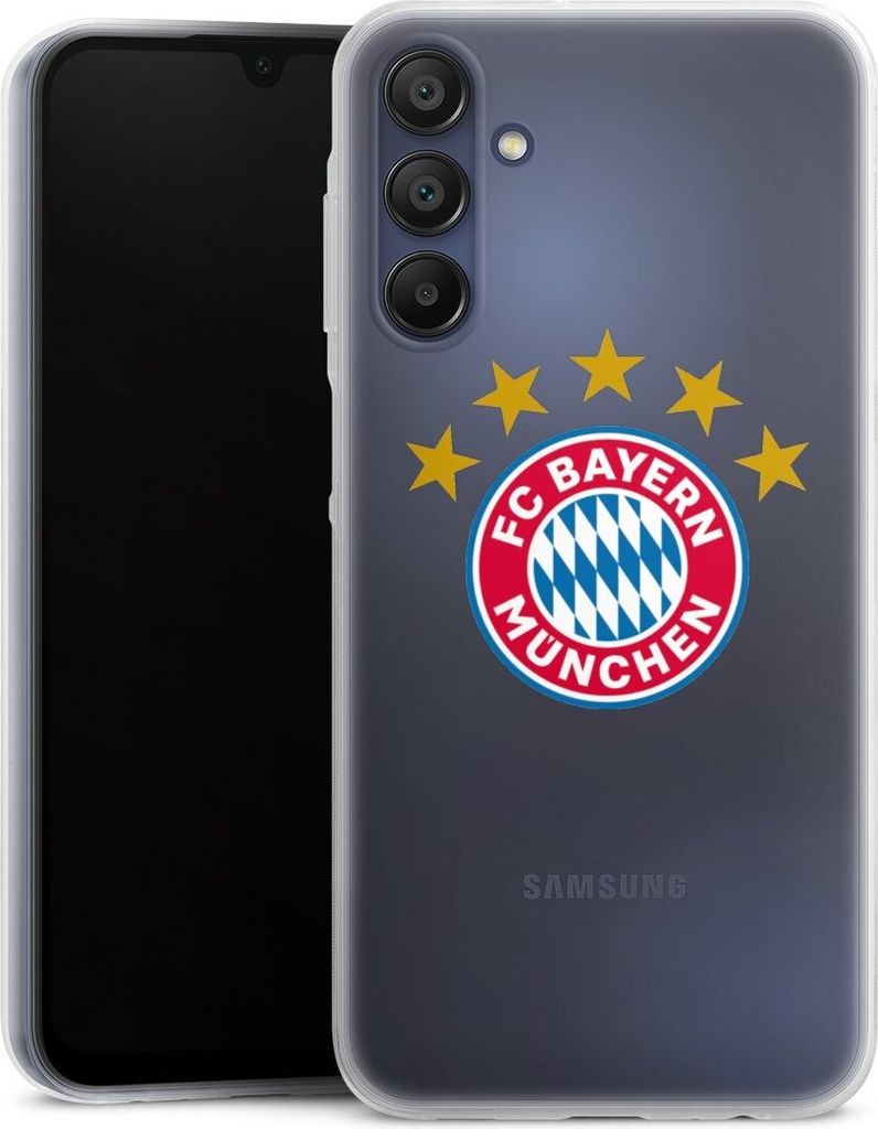 DeinDesign Slim Hülle für Samsung Galaxy A15 5G Silikon Case Ultra Dünn Handyhülle FC Bayern München FCB Sterne
