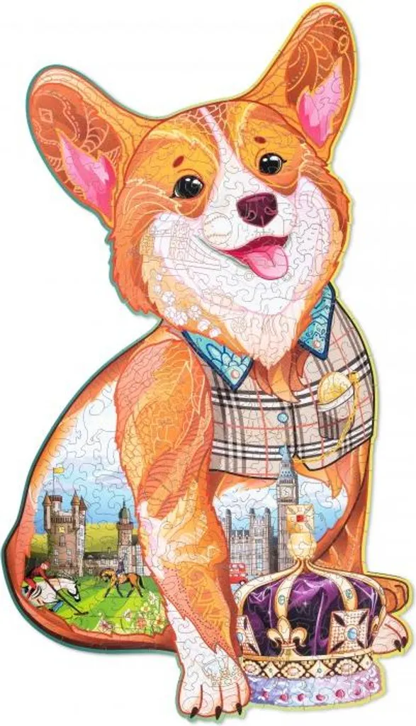 Puzzle 2D Corgi en bois 210 pièces WT - Découpe laser haute précision