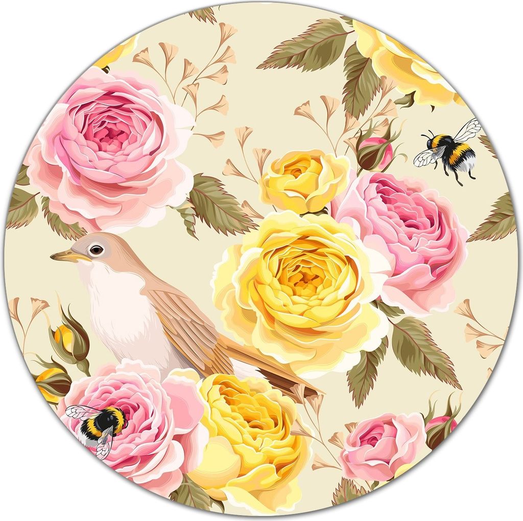 Glas-Herdabdeckplatte Glaskeramikkochfeld-Abdeckung Schneideplatten - 40 cm - Englisch Rosen Vögel