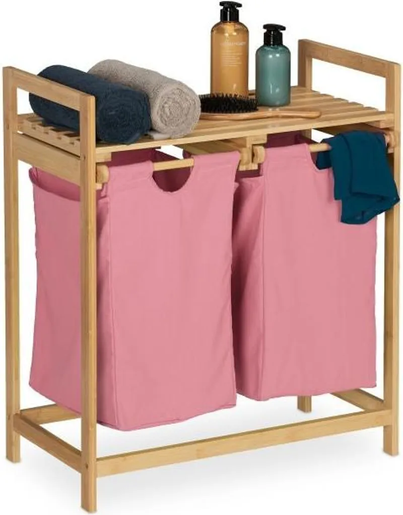 Étagère à linge en bambou robuste et résistante à l'eau pour salle de bain