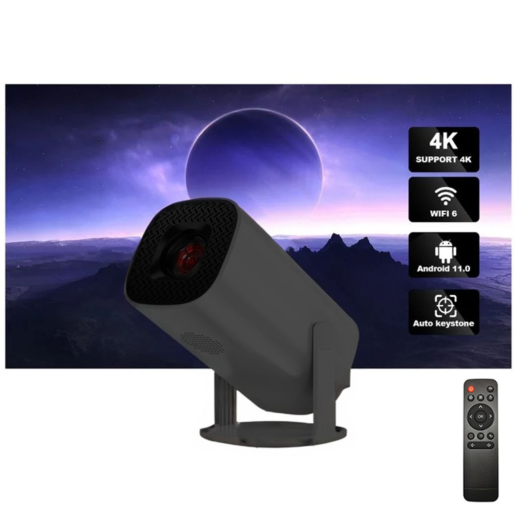 ZELURXX 4K Beamer mit Fernbedienung, 1080P WiFi6 BT5.4, Android 11.0, 100-Zoll Display, Schwarz