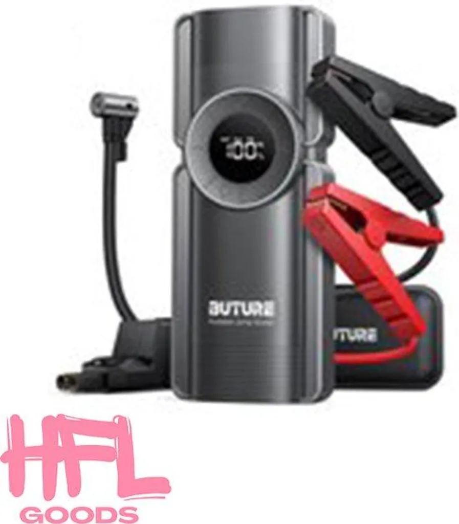 Booster Batterie 2500A : Démarrez votre Voiture et Gonflez vos Pneus Noir