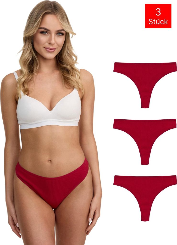 Tazzio perizoma donna 3 pezzi F933 (rosso, L) Immagine del prodotto 