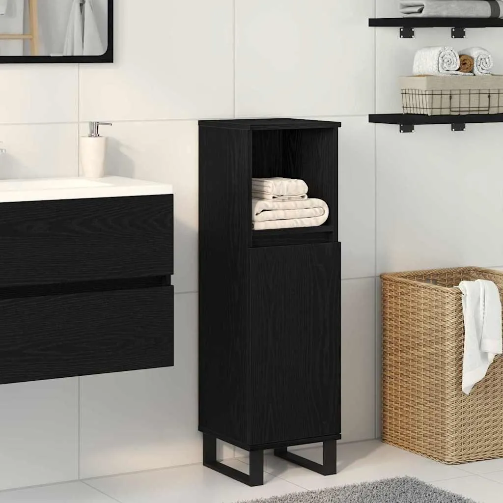 Mobile Bagno Salvaspazio 30x30x100 Maison Exclusive Rovere Nero