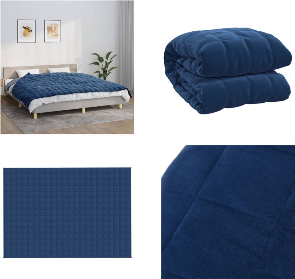 vidaXL Gewichtsdecke Blau 155x220 cm 11 kg Stoff - Gewichtsdecke - Gewichtsdecken - Beschwerte Decke - Decke