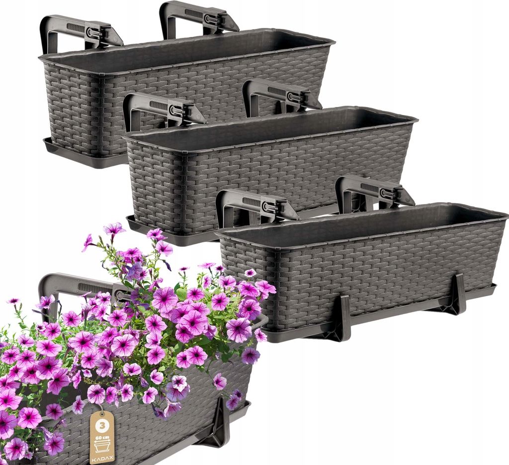 KADAX Skrzynka Balkonowa Doniczka Donica 60cm Brązowa Zdjęcie produktu 