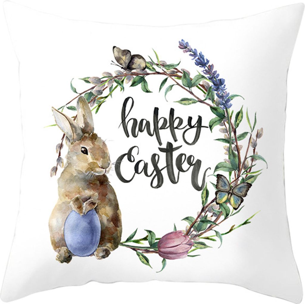 Easter Cartoon Kaninchen Fahrrad Wurfkissenbedeckung Kissen Home Sofa Autodekoration-1#
