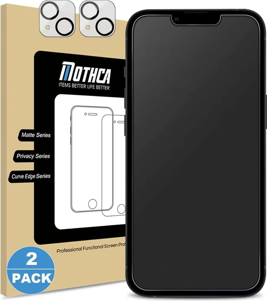 Mothca Verre Trempé Mat iPhone 13 Mini avec Protection Caméra Arrière 9H