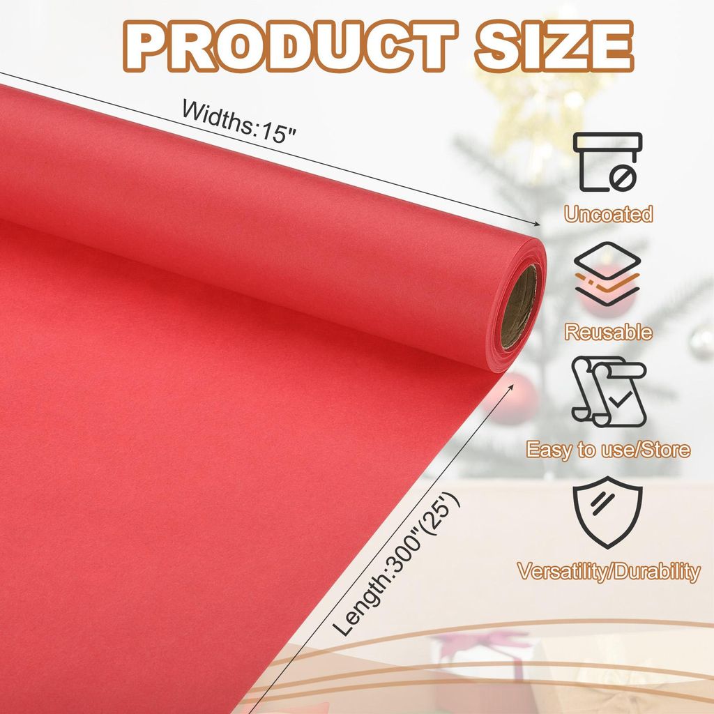 Geschenkpapier, 38cm x 7.6m 70 GSM Geschenkpapier Rolle Geschenkpapier Einfarbig Packpapier Wrapping Paper fš¹r Poster Pinnwand Geschenkverpackun...