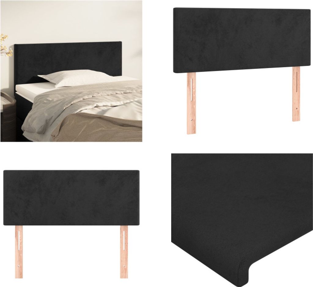 vidaXL Kopfteil Schwarz 90x5x78/88 cm Samt - Kopfteil - Kopfteile - Bett-Kopfteil - Bettkopfteil