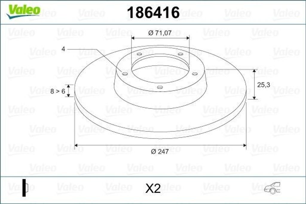 VALEO 186416 Bremsscheibe OE 4249F5 kompatibel mit Saxo, Xsara, ZX, 106, 206, 306