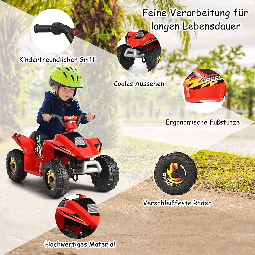 6V Elektrischer Kinder-Quad Kindermotorrad Elektrofahrzeuge ab 3 Jahren bis 30kg 