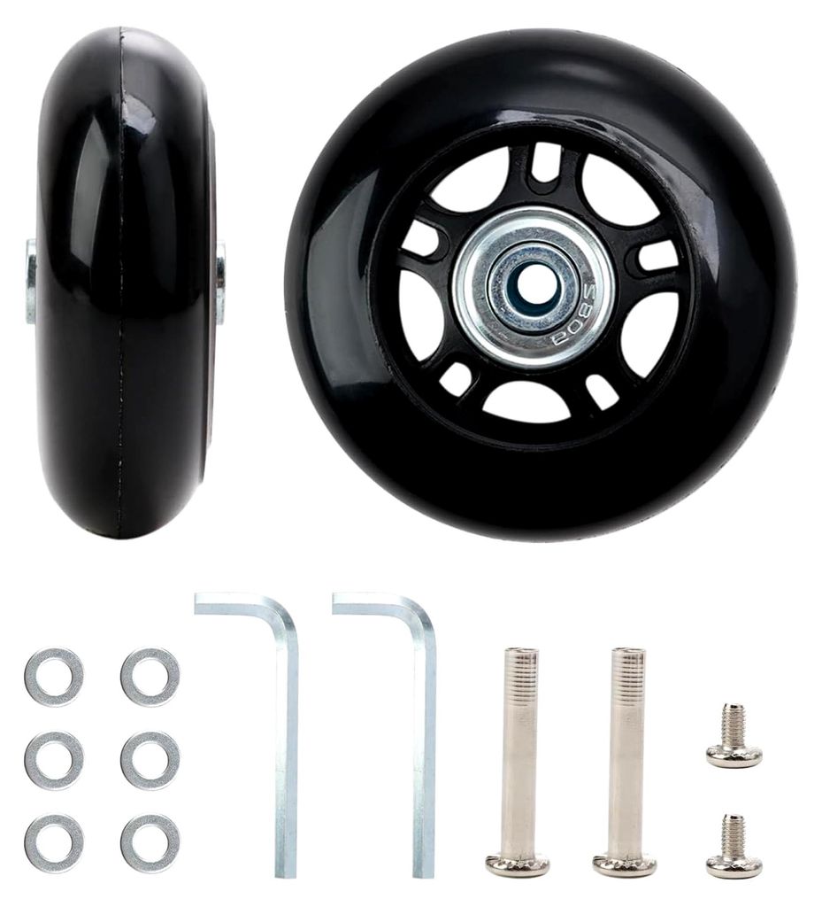 2er-Set Ersatzrollen für Koffer, 70x24mm Kofferrollen Ersatzrollen, Gepäckrollen aus Gummi, Langlebige und Stoßdämpfende Ersatzrollen Koffer, E...