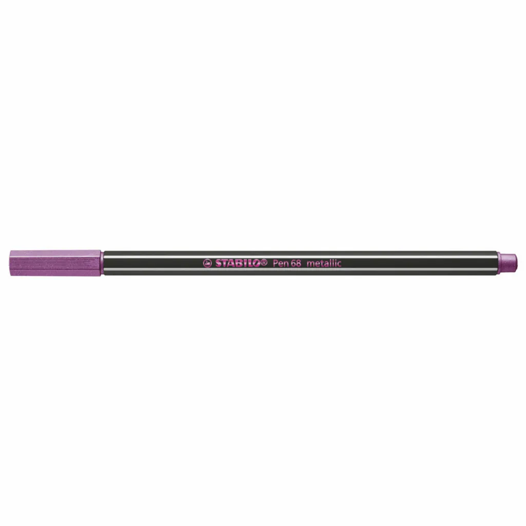 Marqueur rose métallique STABILO Pen 68 pour écrire sur papier noir sans baver