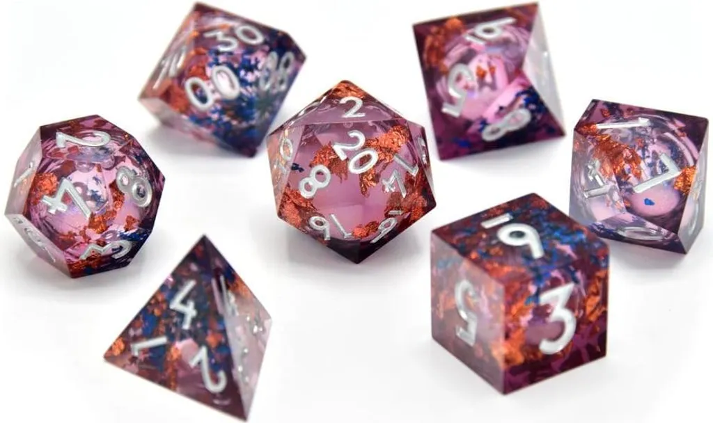 Set de 7 dés de jeu de rôle Liquid Core Fey Mist pour JDR et Donjons