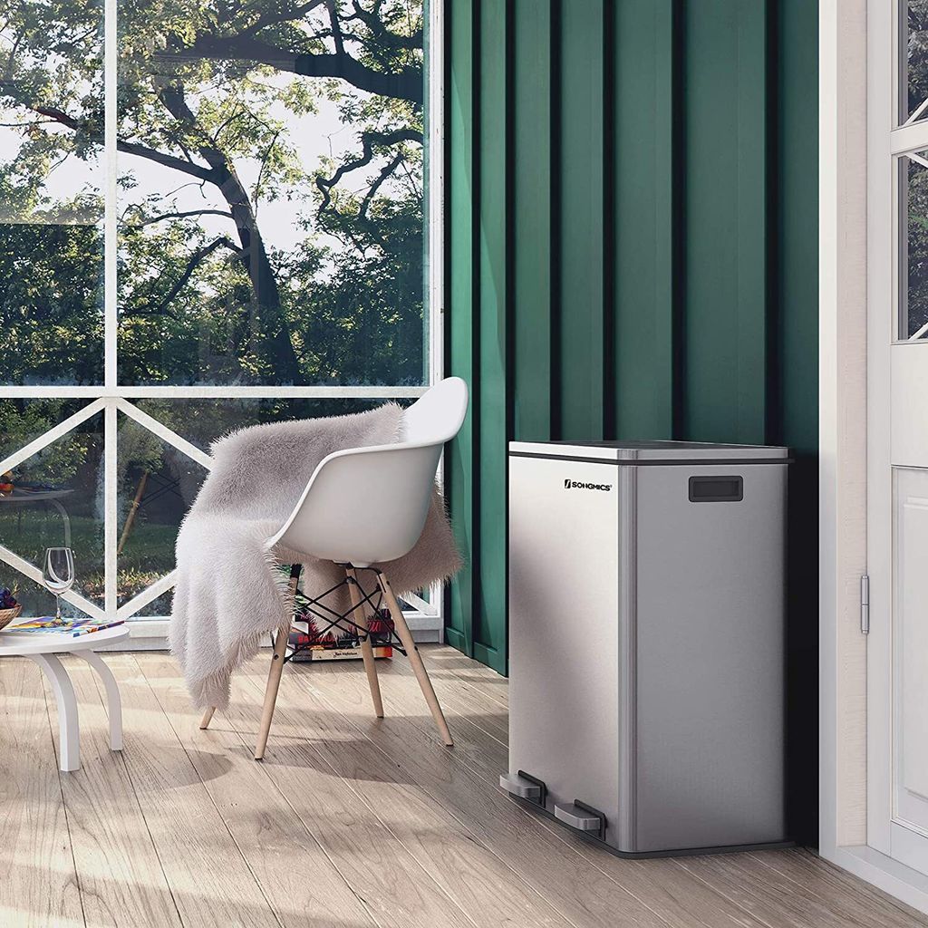 SONGMICS Mülltrenner 2 x 30,0 l silber Produktbild 24