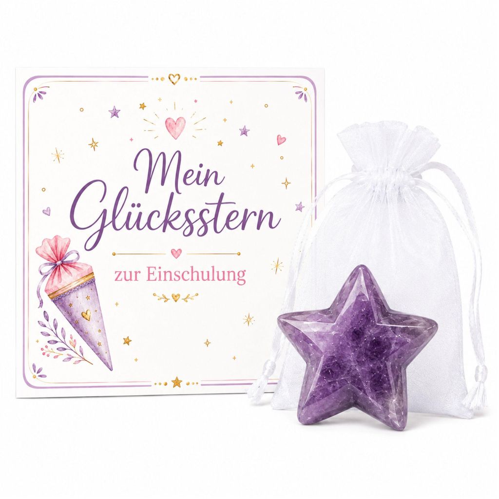 MilaBoo Einschulung Geschenk Stern Amethyst – Naturstein Produktbild 