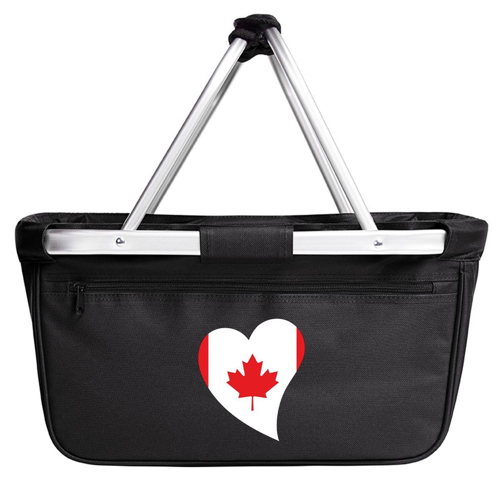 Huuraa Einkaufskorb Kanada Flagge Herz 20 Liter Black faltbarer Tragekorb Geschenkidee
