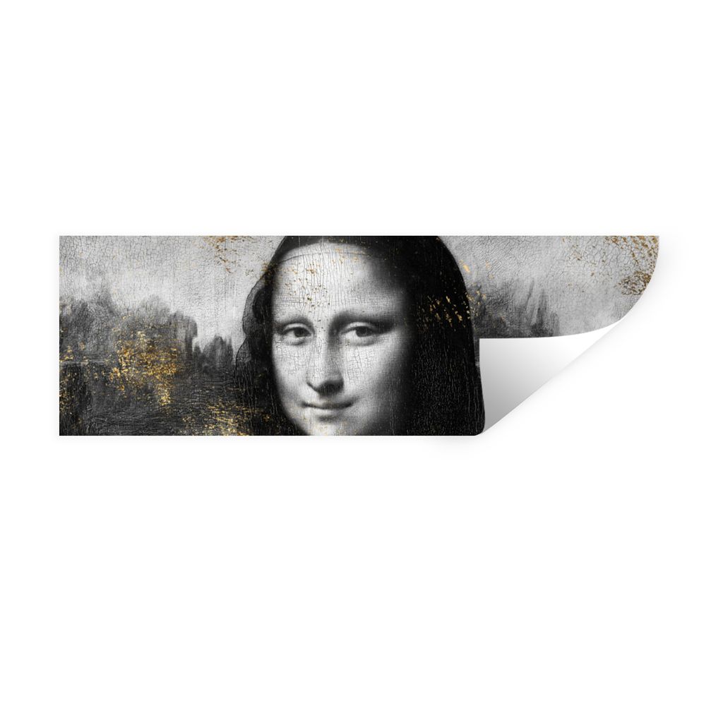 MuchoWow Wandtattoo Wandsticker Wandaufkleber Mona Lisa - Leonardo da Vinci - Schwarz - Weiß 90x30 cm Selbstklebend und Repositionierbar - Selbs...