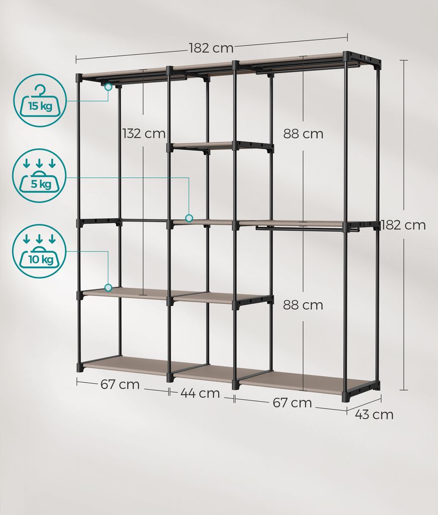 SONGMICS Kleiderschrank, Kleiderständer, freistehende Produktbild 5
