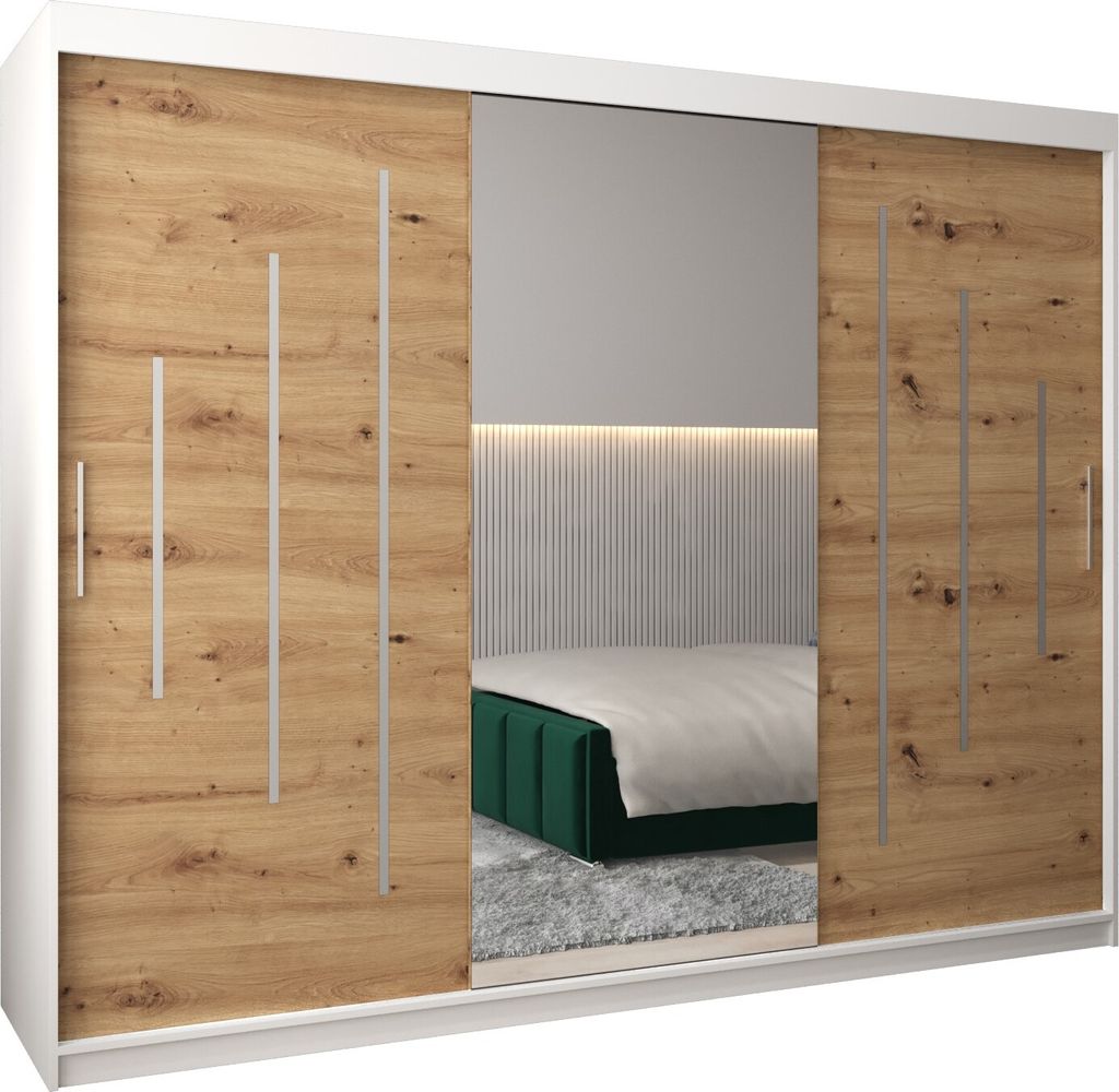 Kleiderschrank, Schiebetürenschrank Schlafzimmer, Schrank mit Spiegel YORK 1 250 cm