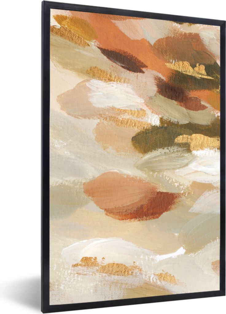 MuchoWow Gerahmtes Poster Farbe - Gold - Rot 20x30 cm - Poster mit Schwarzem Bilderrahmen Wandposter Rahmen Foto Bilder - Drucken - Bilder Poster...