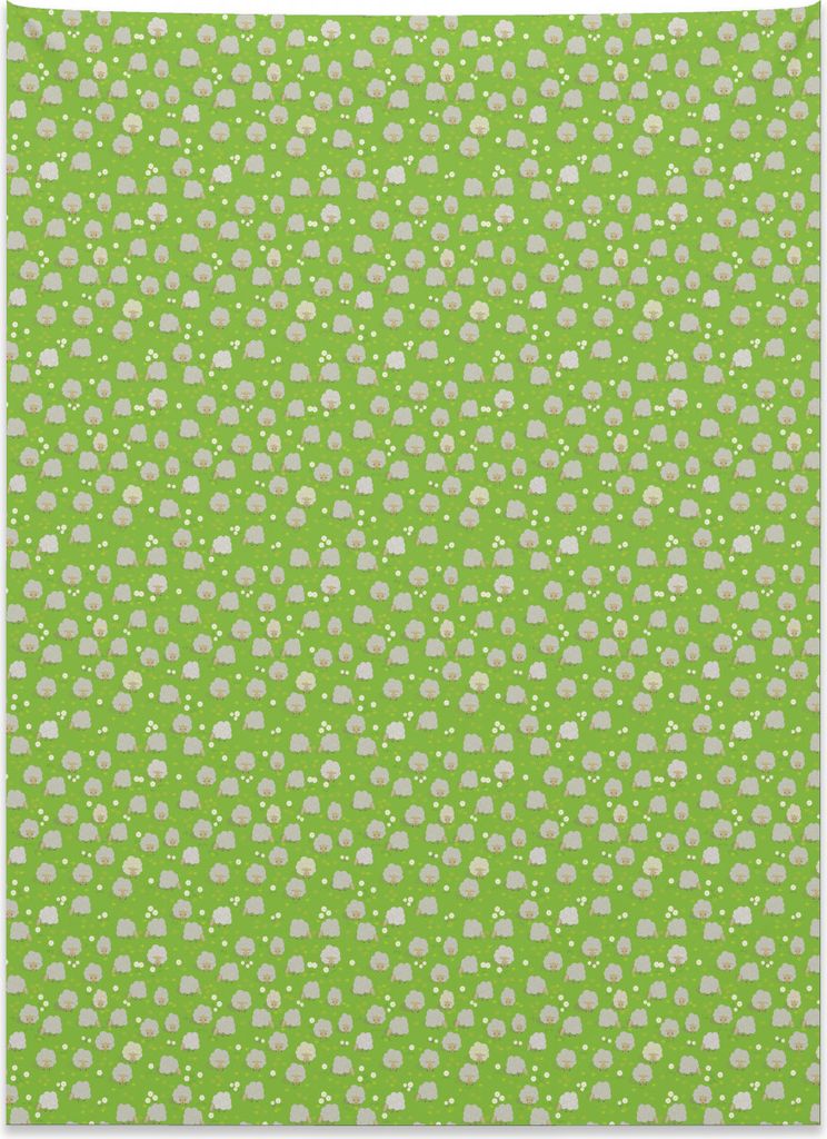 Abakuhaus Ziege Wandteppich, Ziegenherde grasen auf Wiese aus Weiches Mikrofaser Stoff Kein Verblassen Klare Farben Waschbar, 110 x 150 cm, Lindgr...