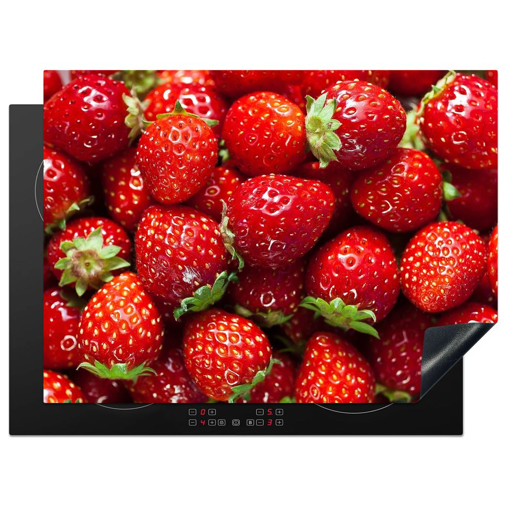 KitchenYeah Herdabdeckplatte Erdbeeren - Rot - Obst - Früchte , 71x52cm, Küche Deko, Glaskeramikkochfeld Herdabdeckung, Abdeckplatte fùr Kochfeld