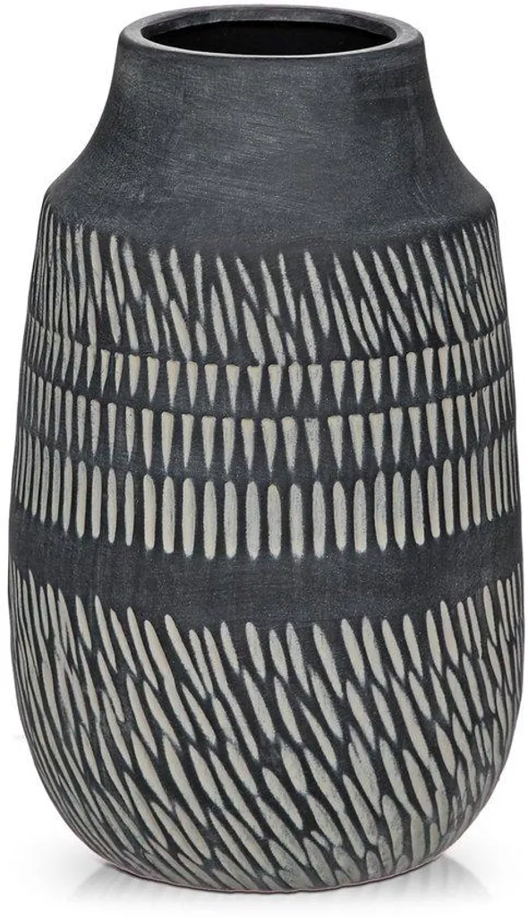 Vase design en céramique noire mate 23 cm avec finition artisanale