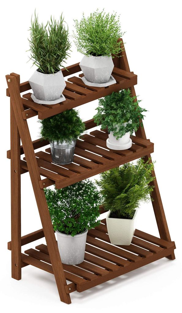 Tioman Blumenständer für den Außenbereich, mit Teaköl behandelt, natur, 38,35 x 60,45 x 90,17 cm