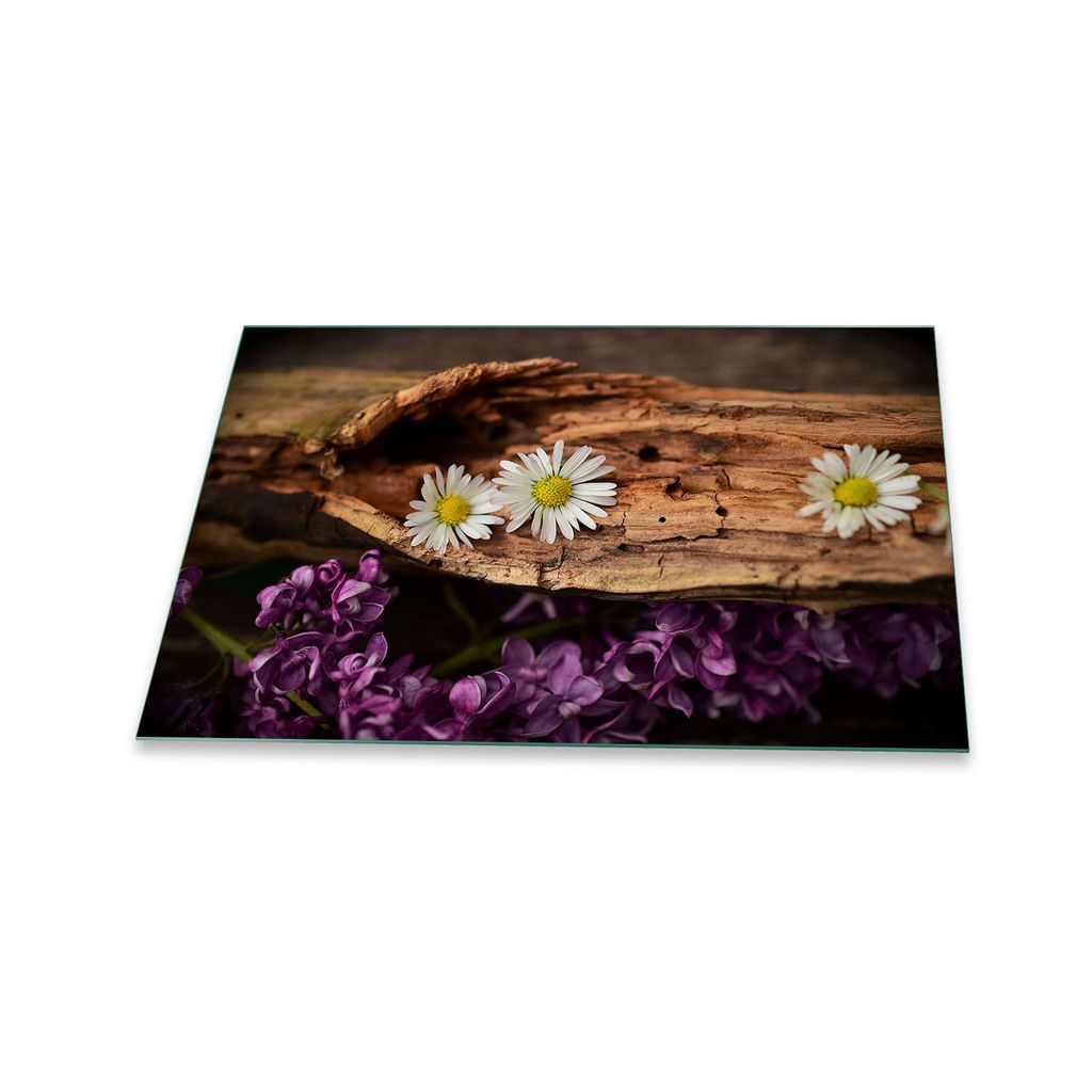 Herdabdeckplatte Glaskeramik 1 Teilig 80x52 Blumen Violett Abdeckung Glas Spritzschutz