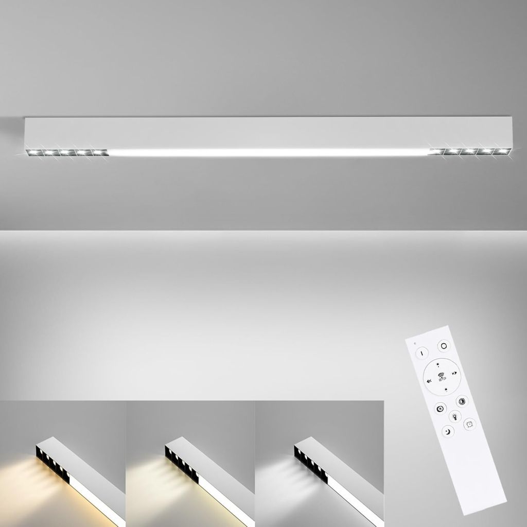 ZMH Deckenlampe LED Weiß 25W Wohnzimmerlampe 80CM Lang Modern Dimmbar mit Fernbedienung Deckenbeleuchtung für Wohnzimmer Küche Schlafzimmer Büro