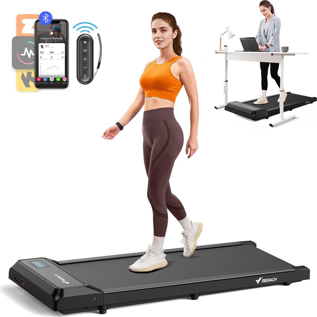 3-in-1 Laufband für Zuhause mit LED-Anzeige, App, Trainingskursen & Öko-Materialien, Leise <50 dB, 2,5 PS Motor, 2–6 km/h, für Homefitness, bi...