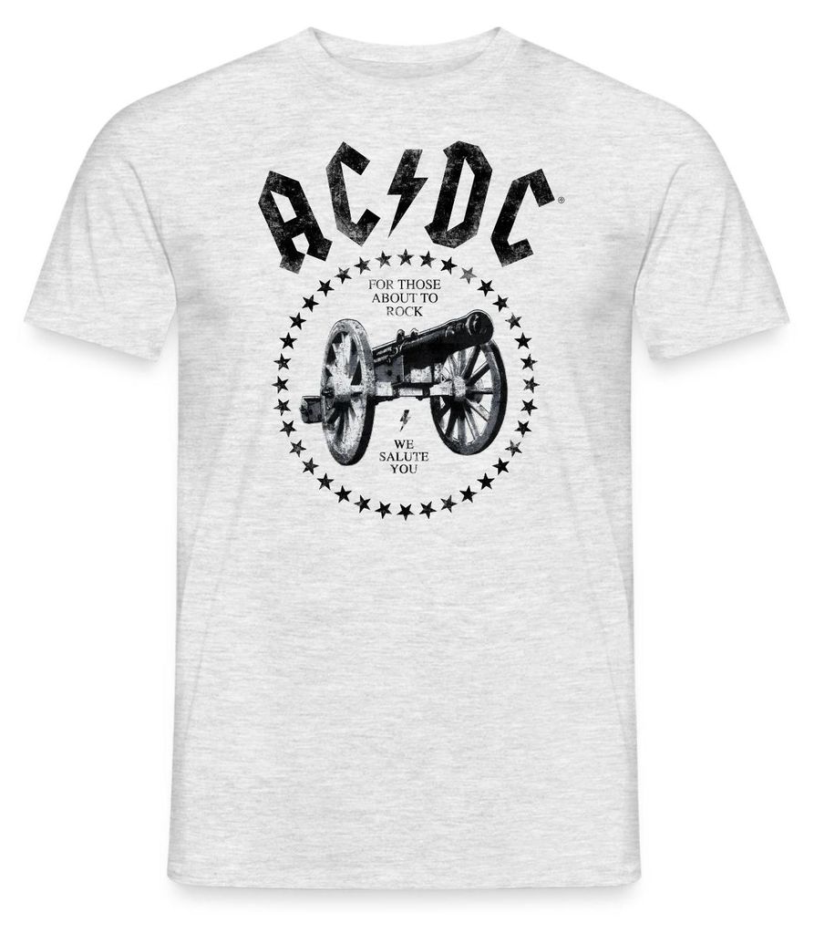 Spreadshirt AC/DC For Those About To Rock Logo Mit Kanone Männer T-Shirt, 4XL, Grau meliert