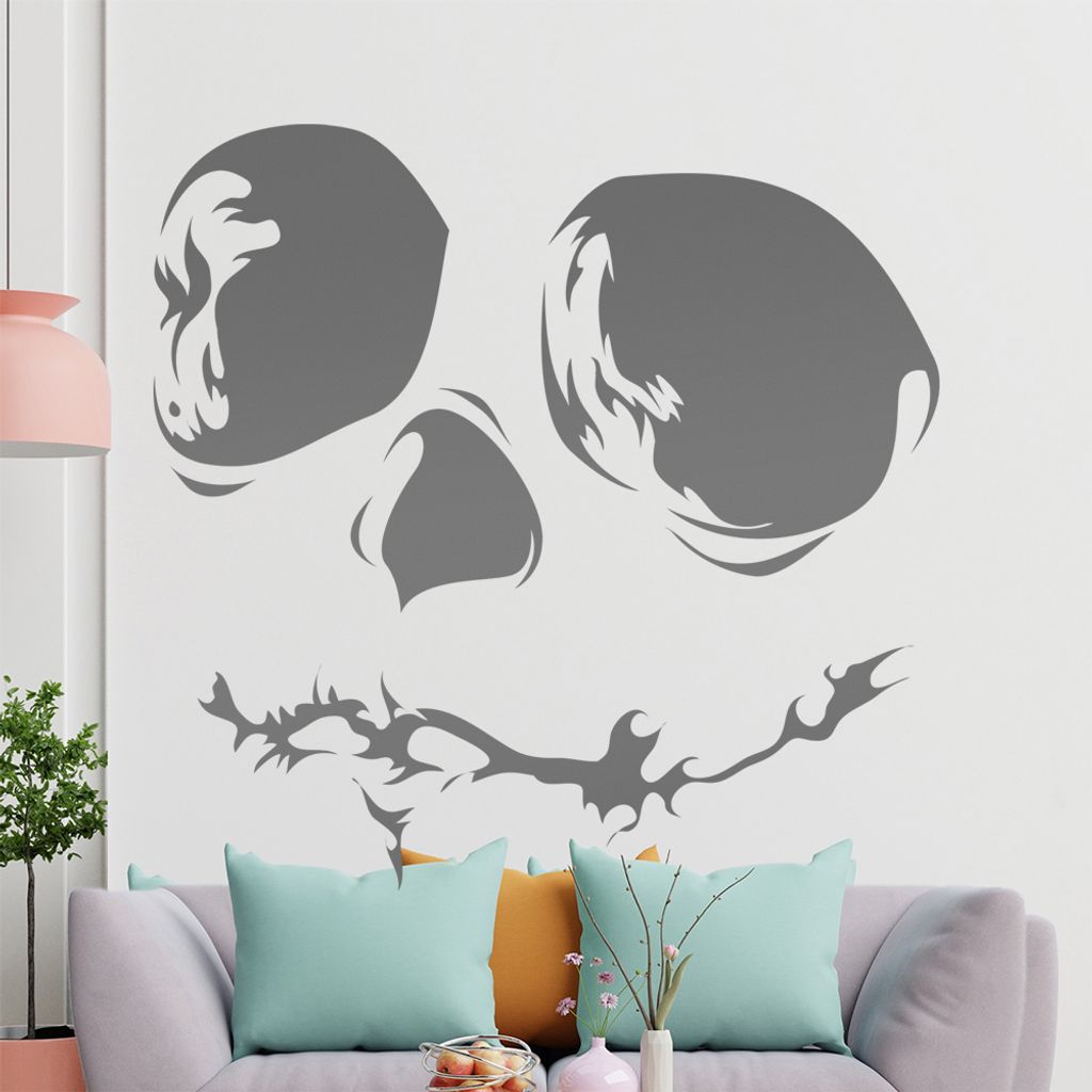 KIWISTAR Totenkopf Schädel Jack Skellington Wandtattoo in 6 Größen - Wandaufkleber Wall Sticker - Dekoration, Küche, Wohnzimmer, Schlafzimmer, ...