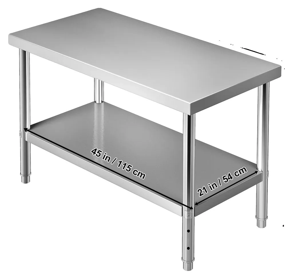 Table de préparation en acier inoxydable 48 x 24 x 34 pouces robuste