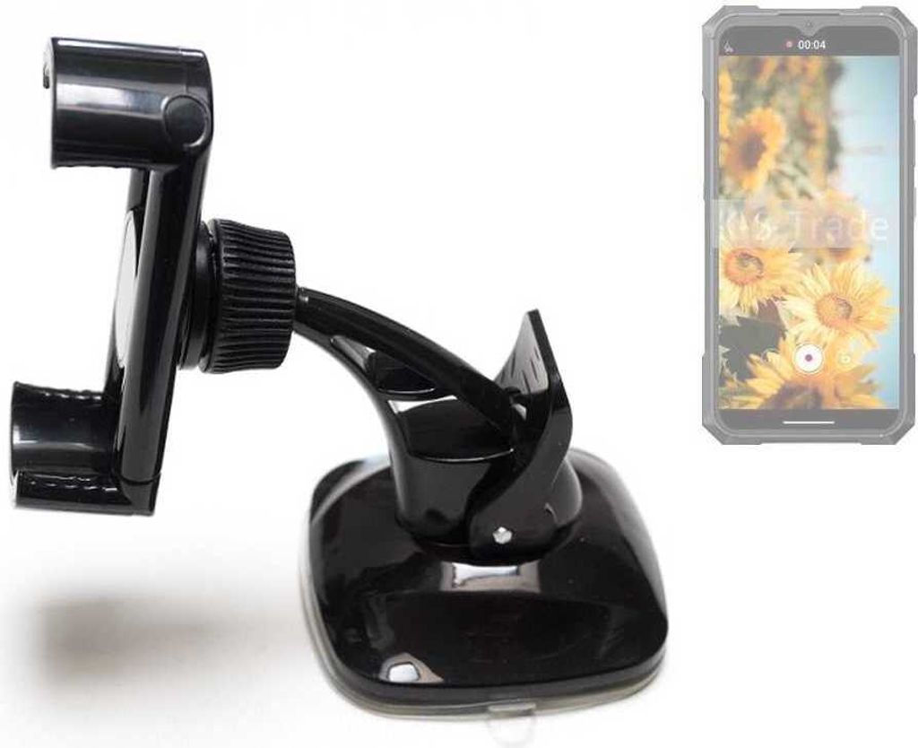 K-S-Trade kompakte Handy-Halterung Windschutzscheibe kompatibel mit Cubot KingKong X Armaturenbrett schwarz Autohalterung KFZ Halter
